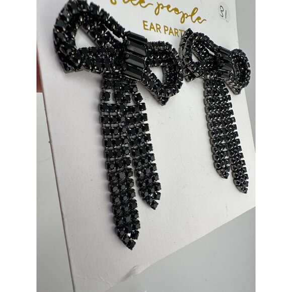 Free People Ear Party Bow Earrings Black Beaded Statement Jewelry - Picture 7 of 7